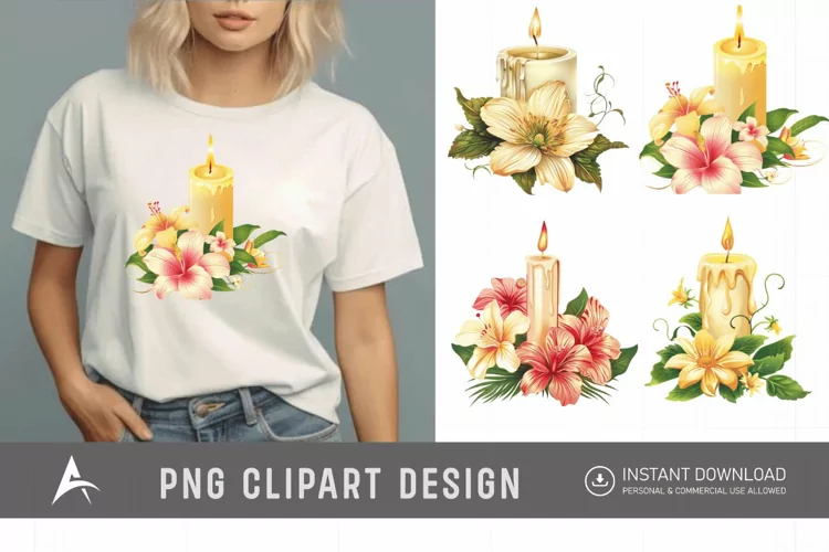 Watercolor Candle Clipart