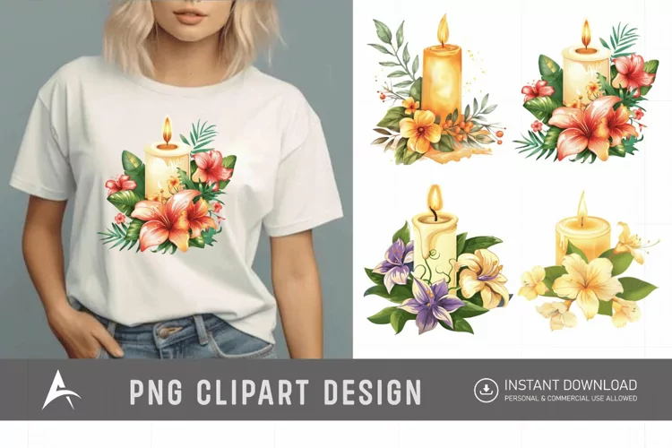 Watercolor Candle Clipart