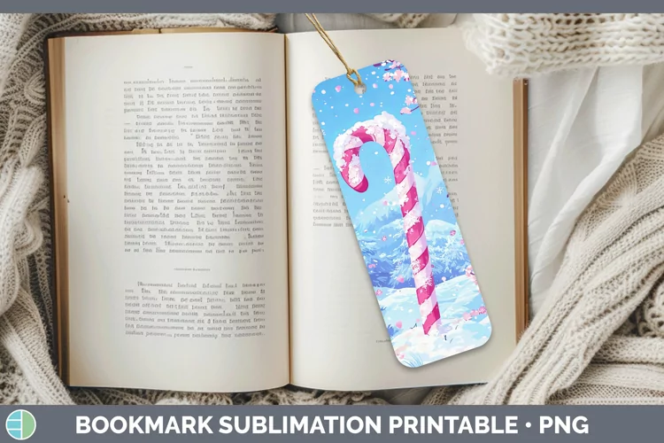 Watercolor Candy Cane Bookmark Sublimation Printable Designs