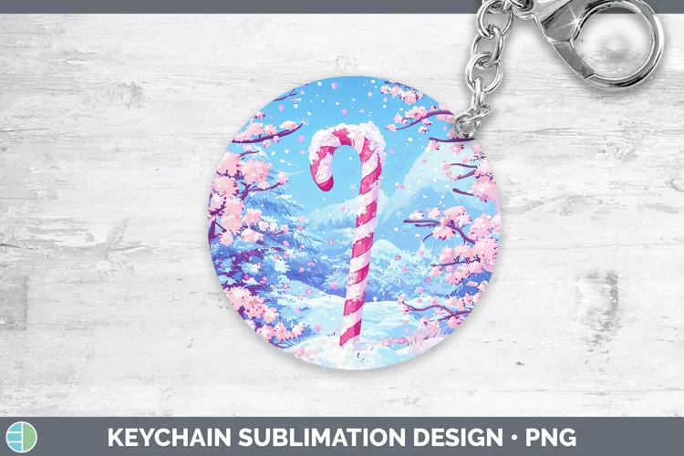 Watercolor Candy Cane Keychain Sublimation Keyring Designs