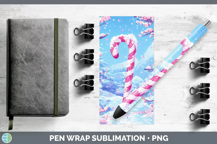 Watercolor Candy Cane Pen Wrap Sublimation Pen Designs