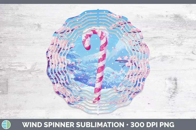 Watercolor Candy Cane Wind Spinner Sublimation Spinner Desig