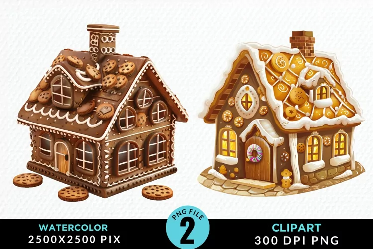 Watercolor Candyland House Design Clipart