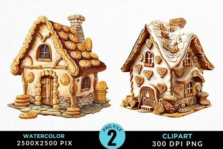 Watercolor Candyland House Art Clipart