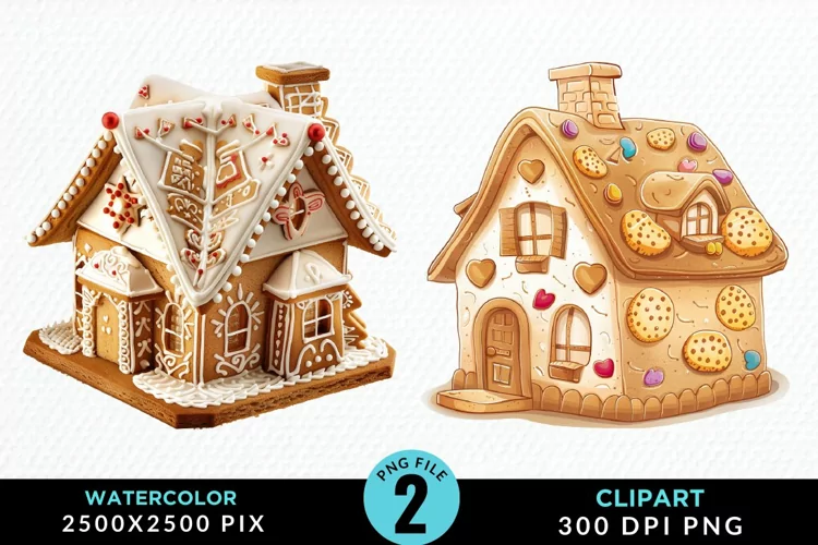 Watercolor Candyland House Art Clipart
