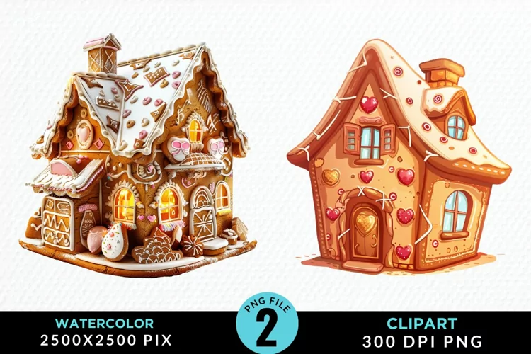 Watercolor Candyland House Art Clipart