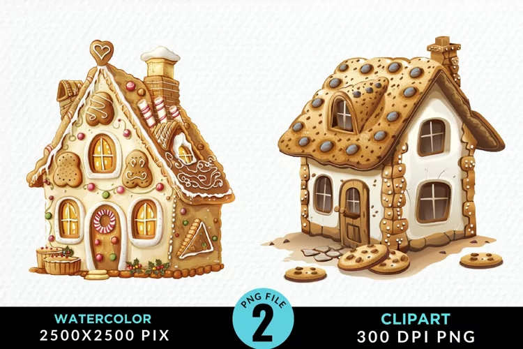 Watercolor Candyland House Art Clipart
