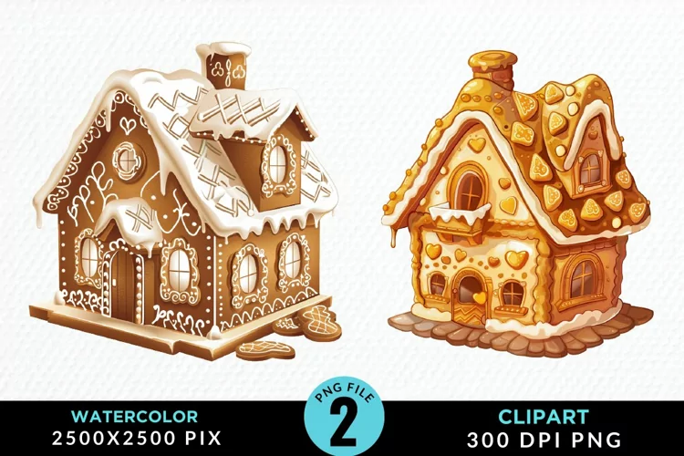 Watercolor Candyland House Art Clipart
