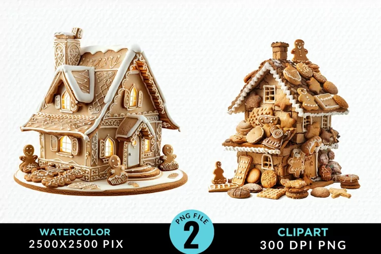 Watercolor Candyland House Art Clipart