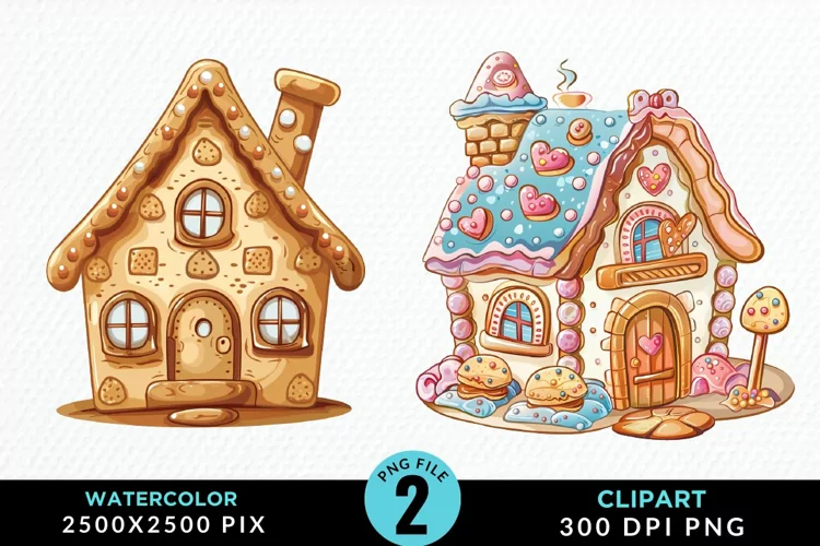 Watercolor Candyland House Art Clipart