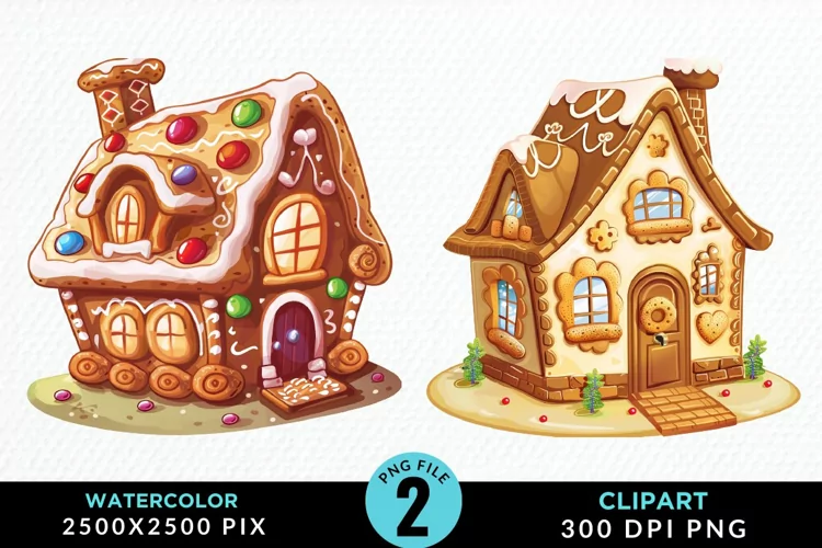 Watercolor Candyland House Design Clipart