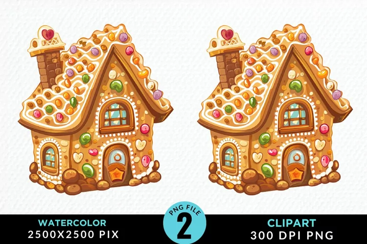 Watercolor Candyland House Design Clipart