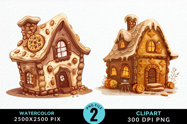 Watercolor Candyland House Art Clipart