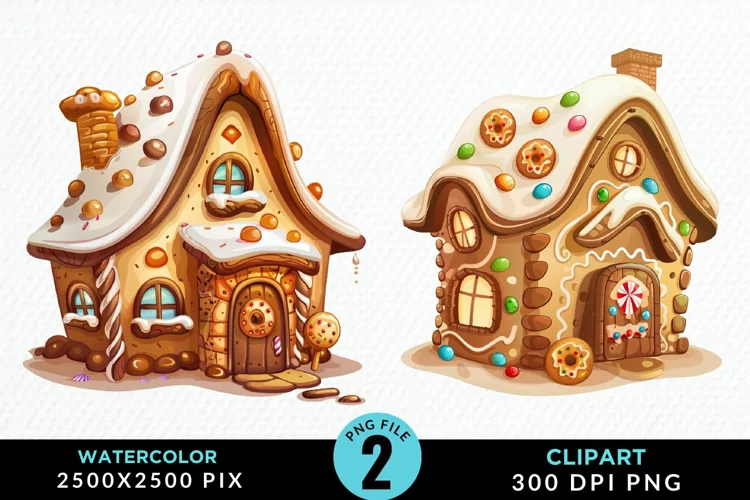 Watercolor Candyland House Art Clipart
