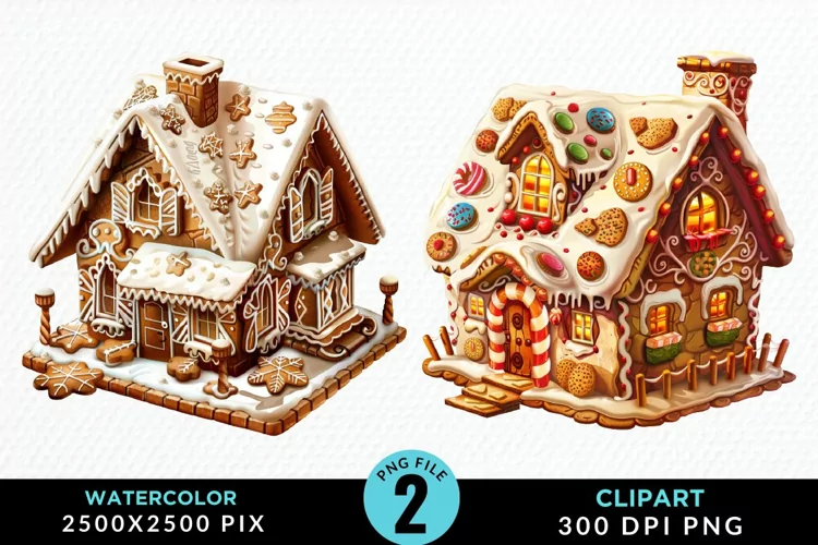 Watercolor Candyland House Art Clipart