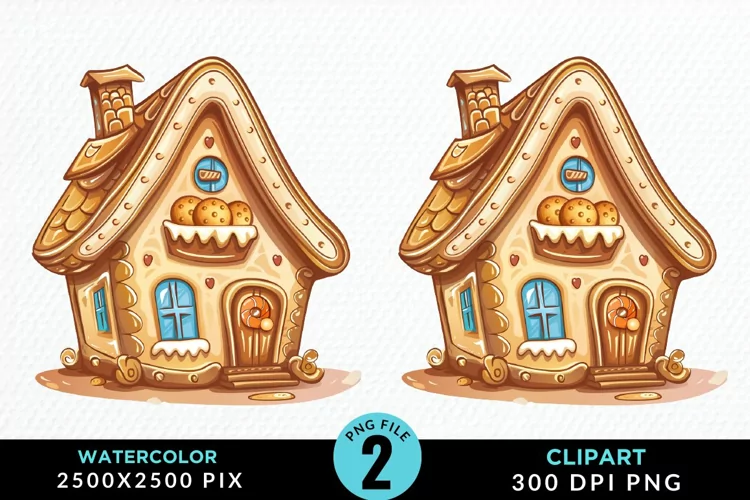 Watercolor Candyland House Art Clipart
