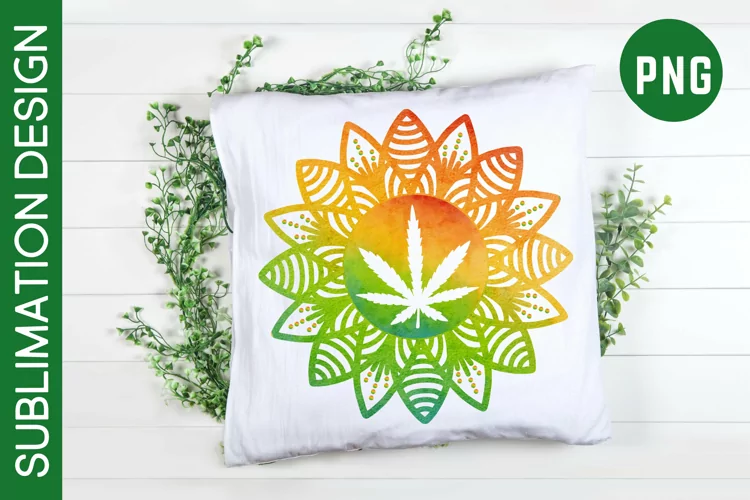 Watercolor Cannabis Mandala Sublimation Design