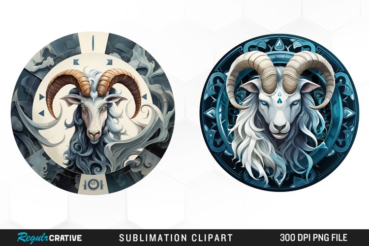 Watercolor Capricorn symbol Playground Design Clipart