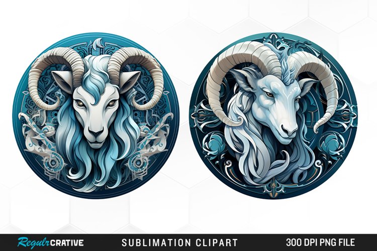 Watercolor Capricorn symbol Playground Design Clipart