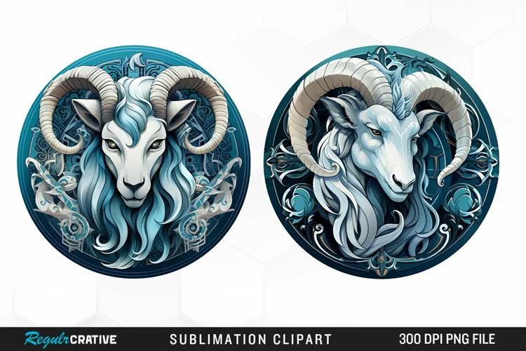 Watercolor Capricorn symbol Playground Design Clipart