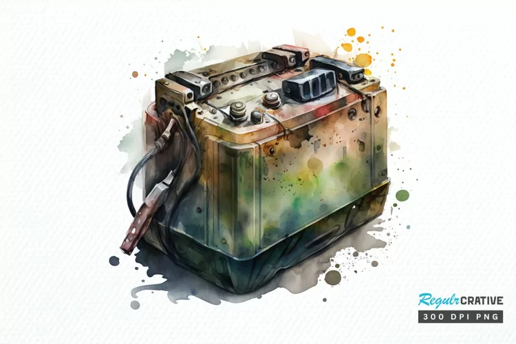 Watercolor Car Battery PNG Clipart