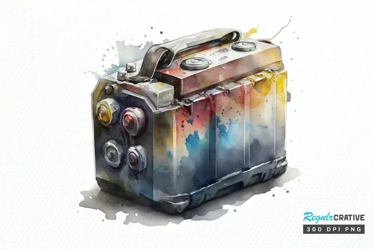 Watercolor Car Battery PNG Clipart
