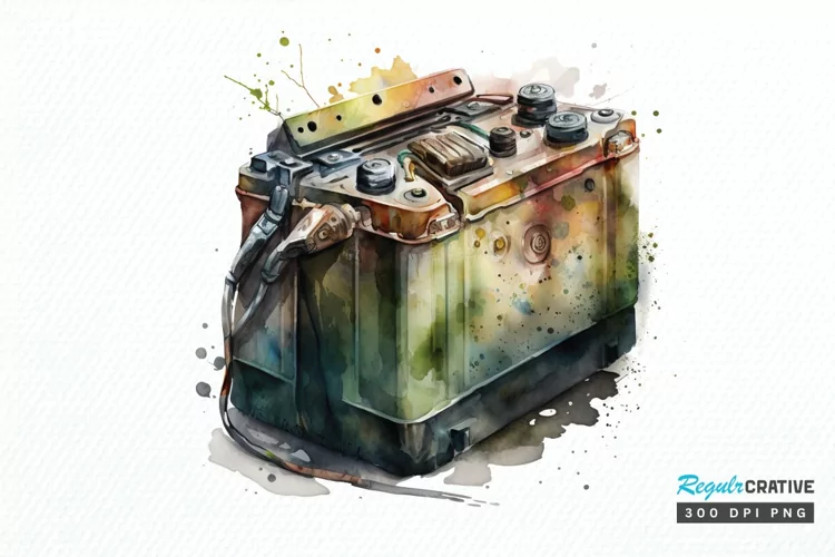 Watercolor Car Battery PNG Clipart