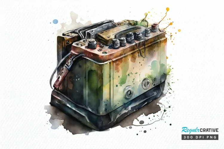 Watercolor Car Battery PNG Clipart