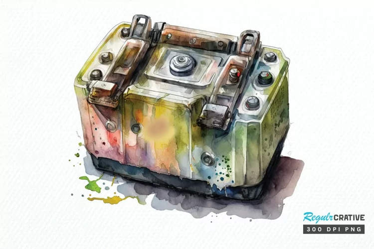 Watercolor Car Battery PNG Clipart