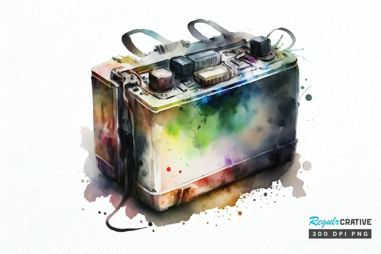 Watercolor Car Battery PNG Clipart