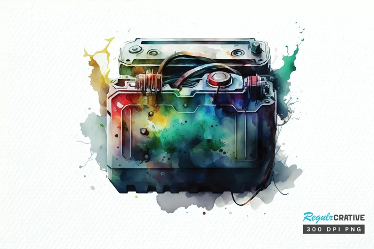 Watercolor Car Battery PNG Clipart