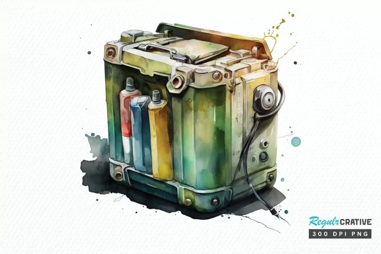 Watercolor Car Battery PNG Clipart