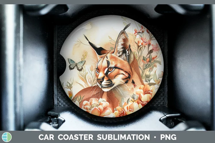Watercolor Caracal Car Coaster Sublimation Coaster Designs