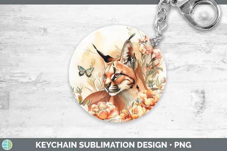 Watercolor Caracal Keychain Sublimation Keyring Designs