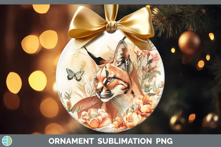 Watercolor Caracal Ornament Sublimation Bauble Designs