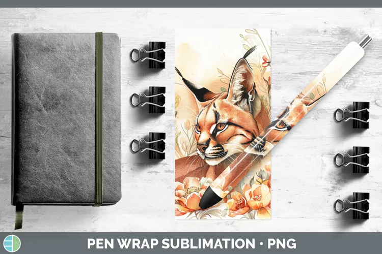 Watercolor Caracal Pen Wrap Sublimation Epoxy Pen Designs