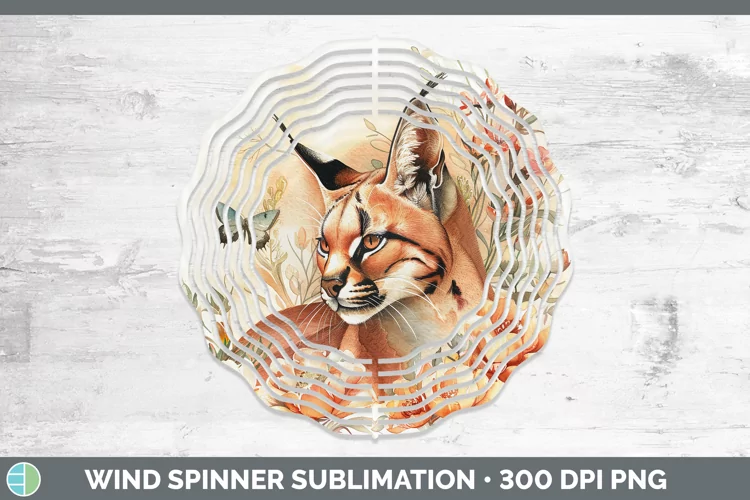 Watercolor Caracal Wind Spinner Sublimation Spinner Designs