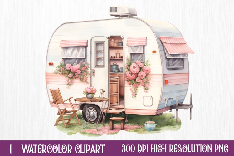 Watercolor Caravan Sublimation Clipart