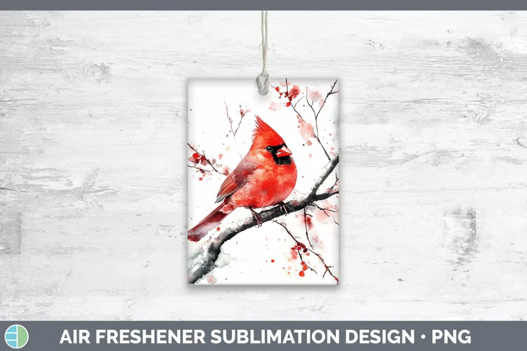 Watercolor Cardinal Air Freshener Sublimation Car Freshener
