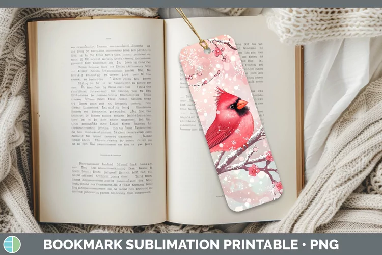 Watercolor Cardinal Bookmark Sublimation Printable Designs