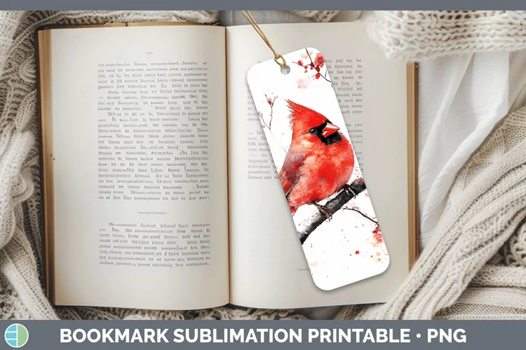 Watercolor Cardinal Bookmark Sublimation Printable Designs