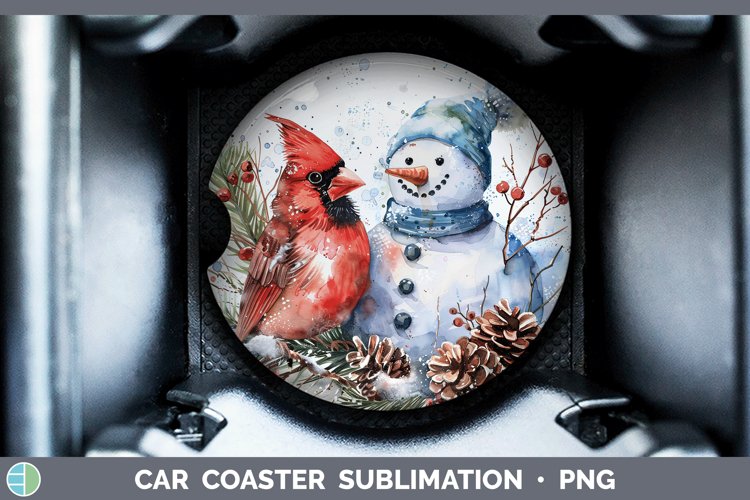 Watercolor Cardinal Car Coaster Sublimation Coaster Designs
