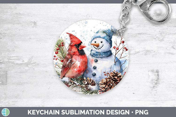 Watercolor Cardinal Keychain Sublimation Keyring Designs