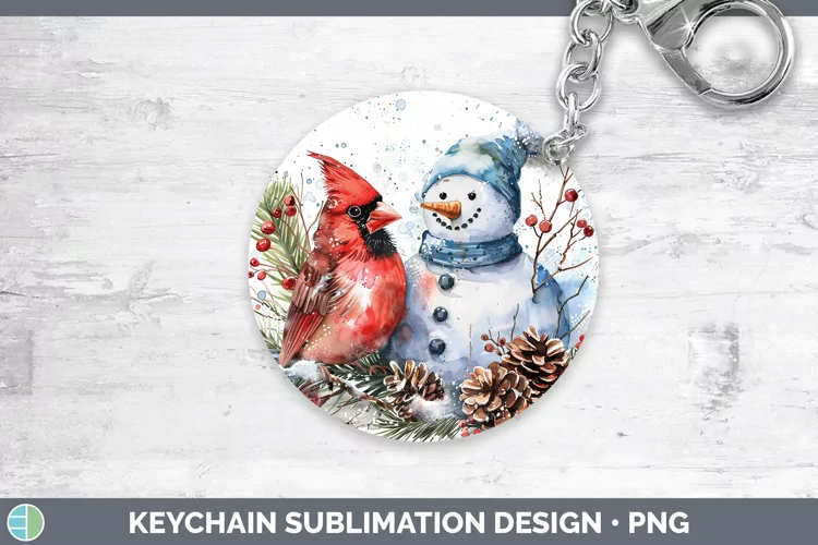 Watercolor Cardinal Keychain Sublimation Keyring Designs