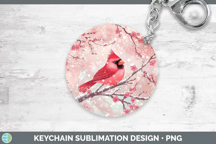 Watercolor Cardinal Keychain Sublimation Keyring Designs