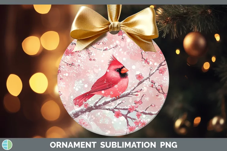 Watercolor Cardinal Ornament Sublimation Bauble Designs