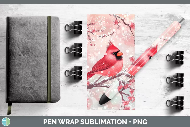 Watercolor Cardinal Pen Wrap Sublimation Pen Designs