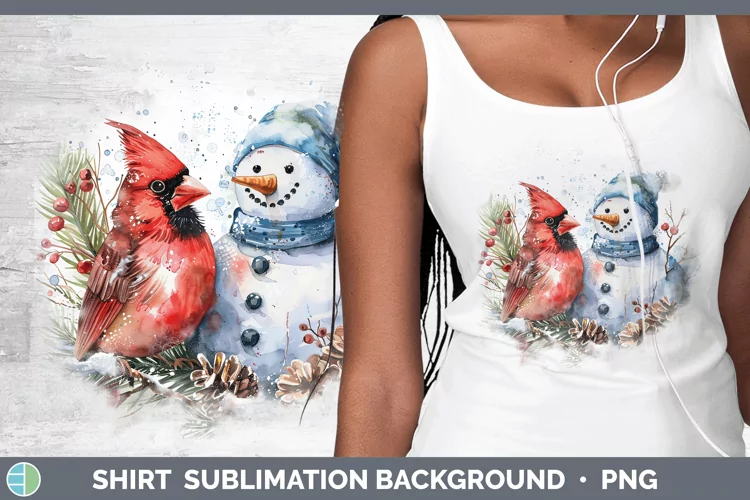Watercolor Cardinal Shirt Sublimation Sublimation Background