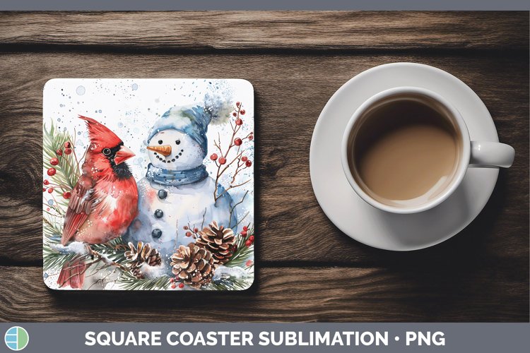 Watercolor Cardinal Square Coaster Sublimation Coaster Desig