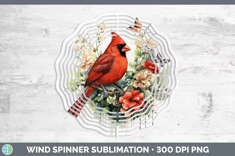 Watercolor Cardinal Wind Spinner Sublimation Spinner Designs